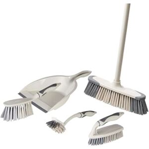 Tower T769002MSH 5-in-1 Cleaning Set with Dust Pan and Brush/Kitchen Broom/Dish Brush/Scrub Brush, Latte & Grey Tower T769002MSH 5-in-1 Cleaning Set with Dust Pan and Brush/Kitchen Broom/Dish Brush/Scrub Brush, Latte & Grey