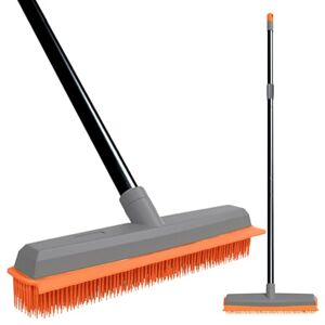 TreeLen Rubber Broom Carpet Rake Pet Hair Remover Broom with Squeegee Extension Push Broom for Carpet Hardwood Floor Tile Windows Cleaning TreeLen Rubber Broom Carpet Rake Pet Hair Remover Broom with Squeegee Extension Push Broom for Carpet Hardwood Floor Tile Windows Cleaning