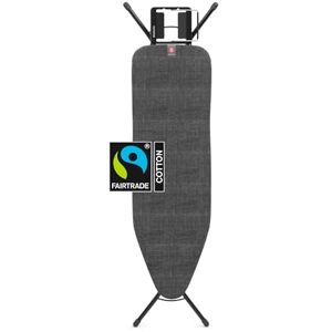 Brabantia Ironing Board B With Adjustable Iron Rest Adjustable in Height Non-Slip Rubber Feet Cotton Cover with Foam Layer Foldable Denim Black 124x38 cm Brabantia Ironing Board B With Adjustable Iron Rest Adjustable in Height Non-Slip Rubber Feet Cotton Cover with Foam Layer Foldable Denim Black 124x38 cm