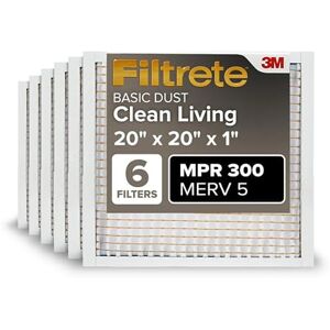 Filtrete 20x20x1 AC Furnace Air Filter, MERV 5, MPR 300, Capture Unwanted Particles, 3-Month Pleated 1-Inch Electrostatic Air Cleaning Filter, 6-Pack (Actual Size19.69x19.69x0.81 in) Filtrete 20x20x1 AC Furnace Air Filter, MERV 5, MPR 300, Capture Unwanted Particles, 3-Month Pleated 1-Inch Electrostatic Air Cleaning Filter, 6-Pack (Actual Size19.69x19.69x0.81 in)