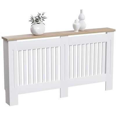 Vida Designs Arlington Radiator Cover White Large Modern Shaker Style Vertical Slat Design For Optimal Heat Circulation H83.3xW152xD19cm Painted MDF Cabinet with Wood Top Shelf Vida Designs Arlington Radiator Cover White Large Modern Shaker Style Vertical Slat Design For Optimal Heat Circulation H83.3xW152xD19cm Painted MDF Cabinet with Wood Top Shelf