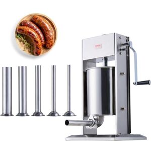 VEVOR XZ-10L 10 L / 22 LBS Vertical Sausage Machine, Dual-Speed Meat Stuffer, Made of Food-Grade 304 Stainless Steel, Includes 5 Stuffing Tubes, for Home Kitchen Restaurant Commercial, Silver VEVOR XZ-10L 10 L / 22 LBS Vertical Sausage Machine, Dual-Speed Meat Stuffer, Made of Food-Grade 304 Stainless Steel, Includes 5 Stuffing Tubes, for Home Kitchen Restaurant Commercial, Silver
