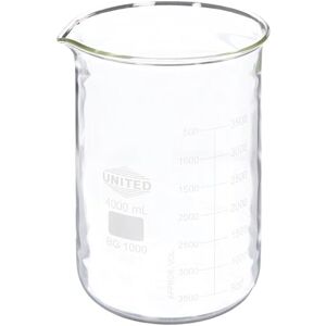 United BG1000-4000 Borosilicate Glass Low Form Beaker, 4000ml Capacity United BG1000-4000 Borosilicate Glass Low Form Beaker, 4000ml Capacity