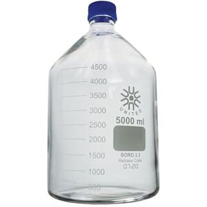United ™ 5000mL (5L) Laboratory Grade Round Media Storage Bottles with GL45 Screw Cap, 3.3 Borosilicate Glass United ™ 5000mL (5L) Laboratory Grade Round Media Storage Bottles with GL45 Screw Cap, 3.3 Borosilicate Glass