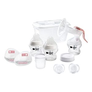 Tommee Tippee Breastfeeding Starter Kit, Manual Breast Pump, Baby Bottles and Teats, Steriliser Box, Soothers, Breast Pads, Breastmilk Storage Pots and Lids