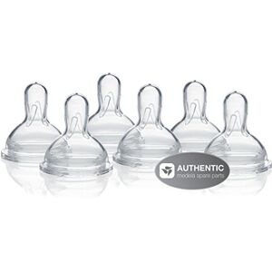 Medela Slow-Flow Wide Base Nipples for 0-4 Months (2 Packs of 3)