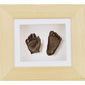 BabyRice New Baby Casting Kit with 6x5" Natural Pine 3D Box Display Frame/White Mount/White Backing/Bronze Paint