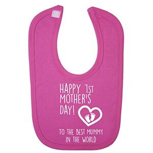 Funky Gifts Pink Happy 1st Mother's Day to The Best Mummy in The World Baby Bib