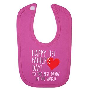 Funky Gifts Pink Happy 1st Father's Day to The Best Daddy in The World Baby Bib