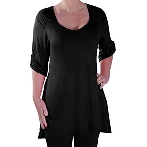 Eyecatch - Stella Womens Sweet Heart Neckline Tunic Plus Size Ladies T- Shirt Long Top 16 Black