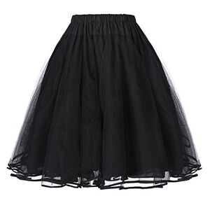 Belle Poque Women 1950s Knee Length Solid Color Net Petticoat Dress Crinoline Black(BP0229-1) Plus Size: 3X
