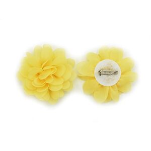 PrettyBoutique 7cm Chiffon Flower Brooch Corsage Safety Pin Dress Hat Bag Decoration Accessories (Yellow)