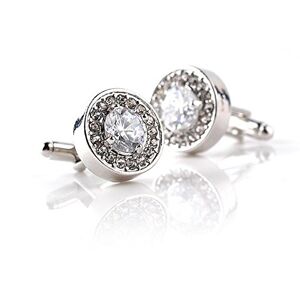 Wansan 1 Pair Men's Cufflinks Crystal Cuff Links for Business Wedding Party Presents Gifts - Silver