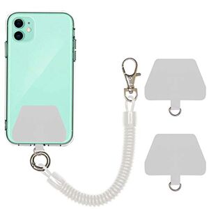 COCASES Phone Lanyard, Universal Theftproof Anti-Lost Elastic Tether Wrist Strap with Patch Compatible with Most Smartphones(Transparent)