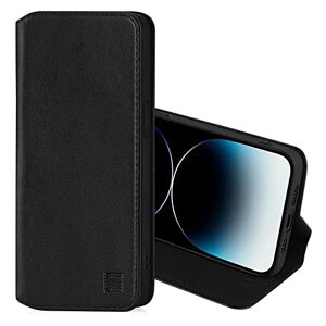 32nd Classic Series 2.0 - Real Leather Book Wallet Flip Case Cover For Apple iPhone 14 Pro Max (6.7"), Real Leather Design With Card Slot, Magnetic Closure and Built In Stand - Black