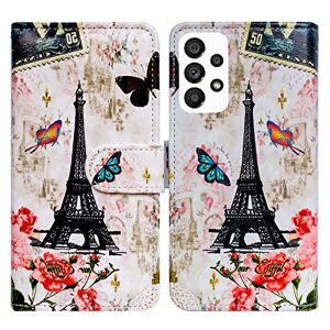 Bcov Galaxy A53 Case, Paris Tower Butterfly Leather Flip Phone Case Wallet Cover with Card Slot Holder Kickstand For Samsung Galaxy A53 5G
