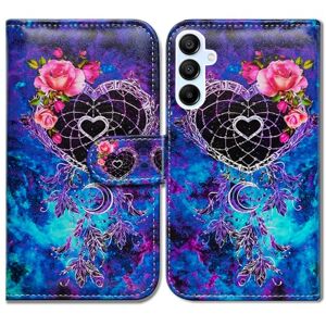 Bcov Galaxy A25 5G Case,Dream Catcher Flower Space Leather Flip Phone Case Wallet Cover with Card Slot Holder Kickstand For Samsung Galaxy A25 5G