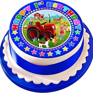 Cannellio Cakes Farm Yard Tractor Blue Age 1 Happy 1ST Birthday PRECUT 7.5 INCH Cake Topper Edible Decoration Icing Sheet