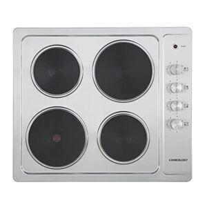 Cookology SEP601SS 60cm Built-in Cooktop Solid Plate Electric Hotplate Hob, 4 Zone, 6 Heat Setting - in Stainless Steel