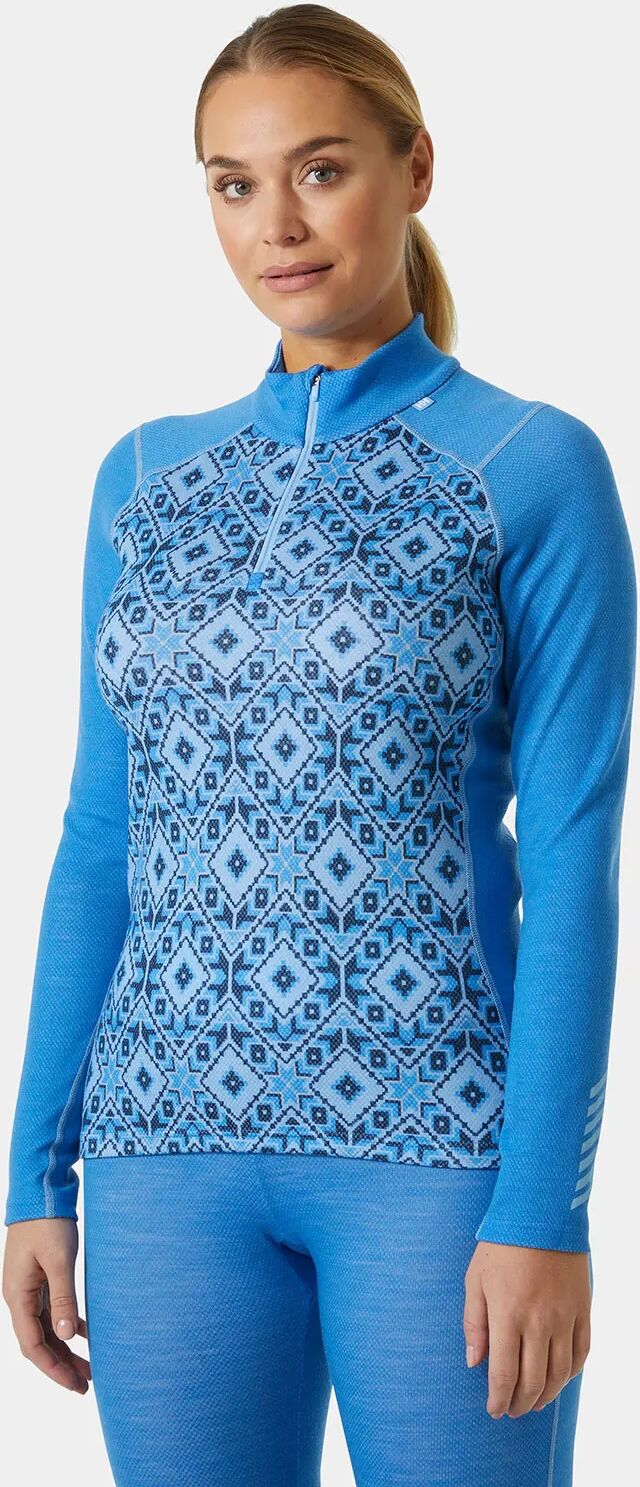 Helly Hansen Women's Lifa Merino Midweight Graphic 1/2 Zip Base Layer Blue XS