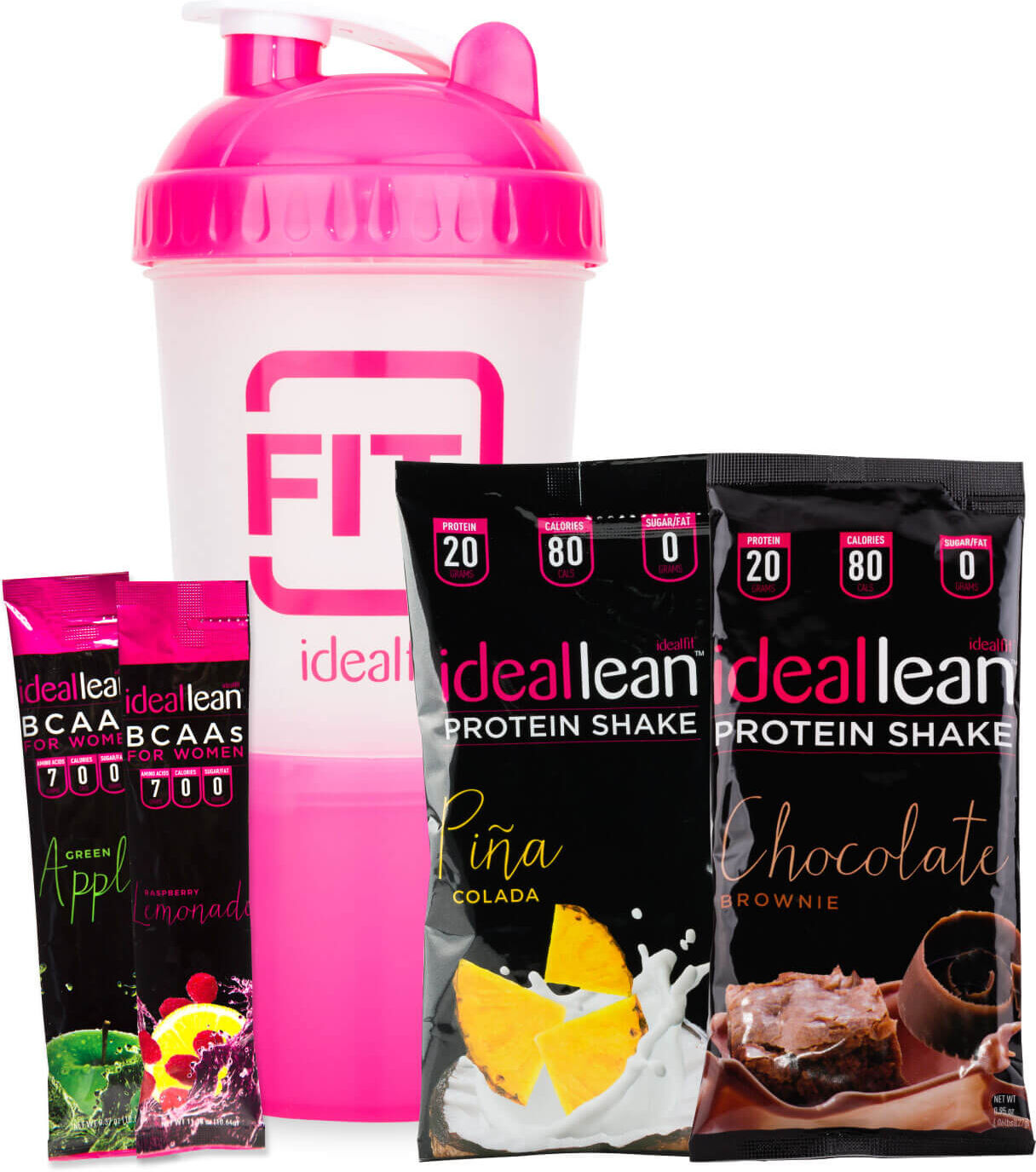 IdealFit IdealLean BCAA 2x Sample Packs + Protein 2x Sample Packs + FREE Shaker Promotion - Child