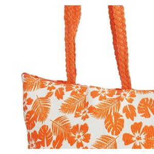 Floso (One Size, White/Coral) FLOSO Womens/Ladies Floral Leaf Pattern Straw Woven Summ