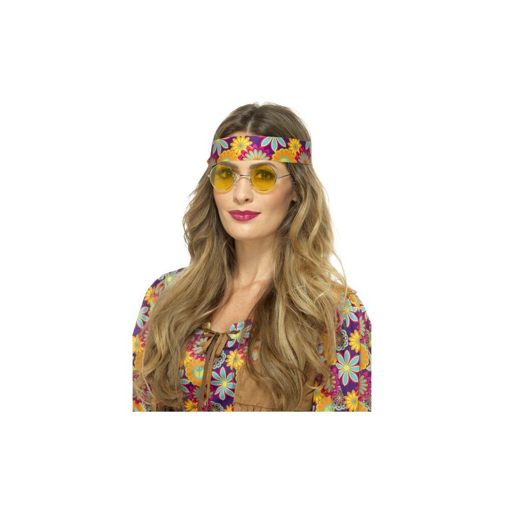 Unbranded Hippie Specs, Yellow - 60s 70s Hippy Specs Glasses Womens Ladies Fancy Dress -