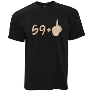 Tim And Ted (L, Black) 60th Birthday T Shirt 59 plus 1 gesture Rude Middle Finger Age Joke