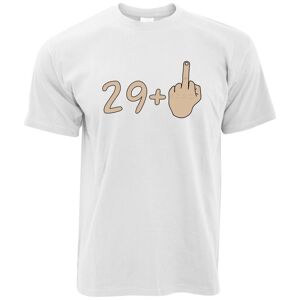 Tim And Ted (XL, White) 30th Birthday T Shirt 29 plus 1 gesture Rude Middle Finger Age Joke