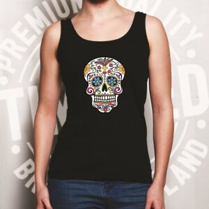 Tim And Ted (M, White) Day Of The Dead Ladies Vest Mexican Sugar Skull Honor Death Holiday T