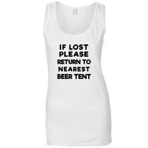 Tim And Ted (XXL, White) Novelty Festival Ladies Vest If Lost, Return To Beer Tent Slogan Jo
