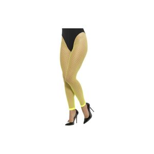 Unbranded Neon Yellow Footless Net Tights -  ladies footless fish net tights adults 1980s