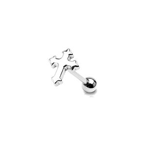 Cloud-BJ Surgical Steel Casted Gothic Cross Top Tongue Bar Piercing Thickness : 1.6mm Len