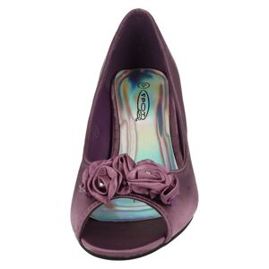Spot On (UK 5, Purple) Ladies Spot On Peep Toe Shoes with Flower Detail