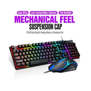Unbranded Gaming Keyboard and Mouse Set Combo Rainbow LED Backlit Wired USB for PC Laptop