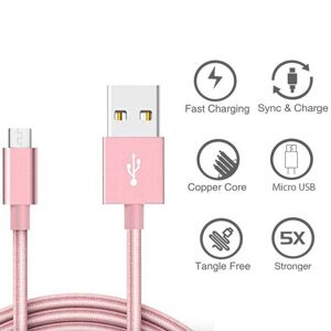 Unbranded (1 Metre, Rose Gold) 1M 2M 3M Fast Charging 2A Nylon Braided Micro USB Charger C