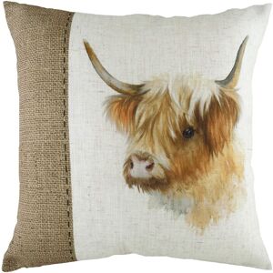 Evans Lichfield Hessian Highland Cow Cushion Cover