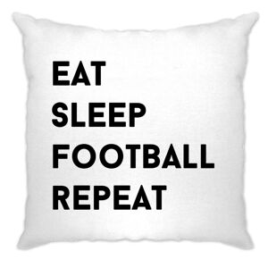Tim And Ted (, White) Sports Cushion Cover Eat, Sleep, Football, Repeat Slogan World Cup Soc