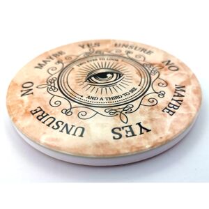 The Planchette Round Ceramic Pendulum Board with All-Seeing Eye Design, Suitable for Reiki, Dow