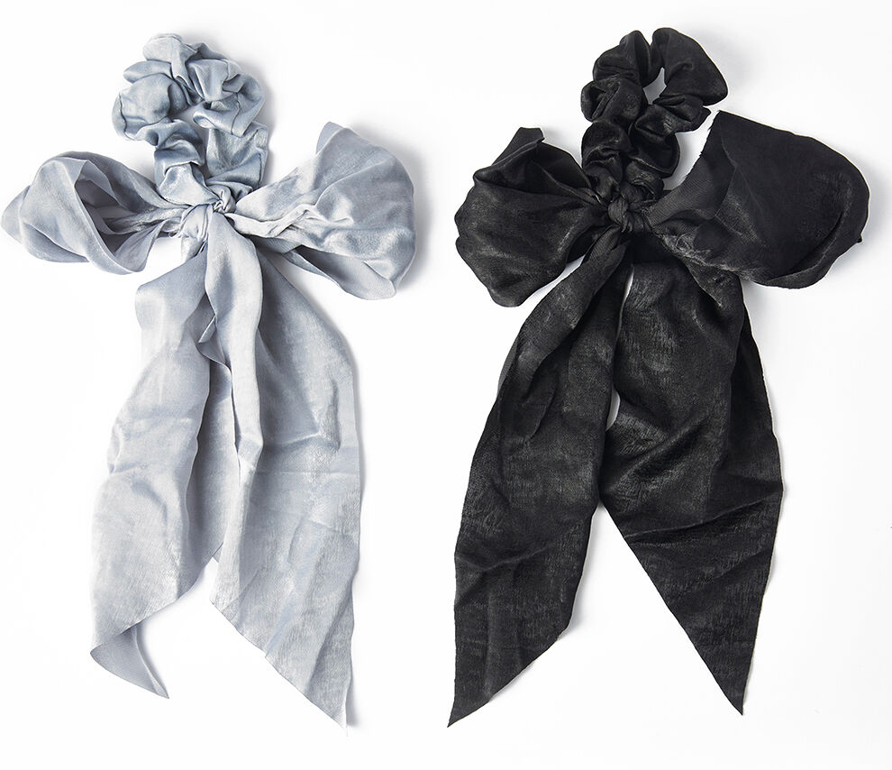 Kitsch Satin Scarf Scrunchies BlackGrey