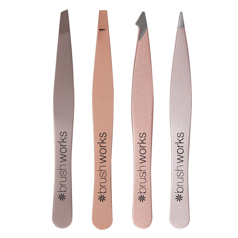 Brushworks HD Rose Gold Combination Tweezer Set