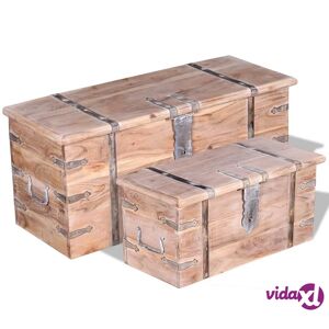 vidaXL Two Piece Storage Chest Set Acacia Wood  - Brown