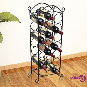 vidaXL Wine Rack for 21 Bottles Metal  - Black
