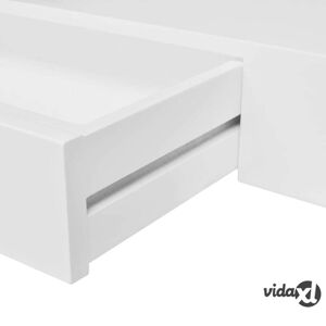 vidaXL White MDF Floating Wall Display Shelf 1 Drawer Book/DVD Storage  - White