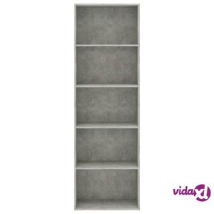 vidaXL 5-Tier Book Cabinet Concrete Gray 23.6"x11.8"x74.4" Engineered Wood  - Gray