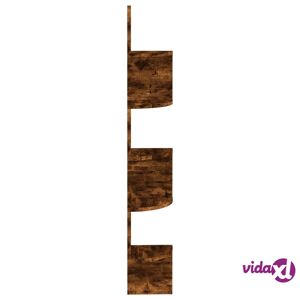 vidaXL Wall Corner Shelf Smoked Oak 7.5"x7.5"x48.4" Engineered Wood  - Brown