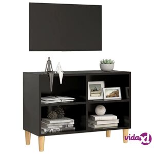 vidaXL TV Cabinet with Solid Wood Legs Black 27.4"x11.8"x19.7"  - Black