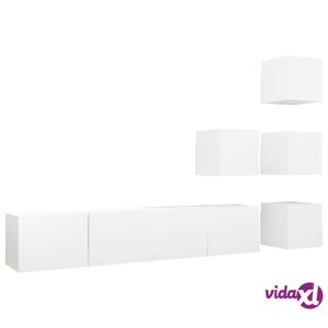 vidaXL 6 Piece TV Stand Set White Engineered Wood  - White
