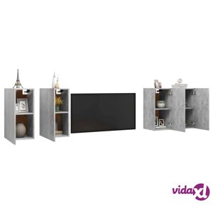 vidaXL TV Cabinets 4 pcs Concrete Gray 12"x11.8"x23.6" Engineered Wood  - Gray