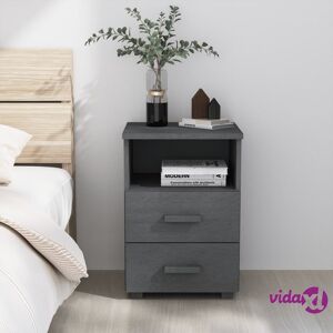 vidaXL Bedside Cabinet Dark Gray 15.7"x13.8"x24.4" Solid Wood Pine  - Gray